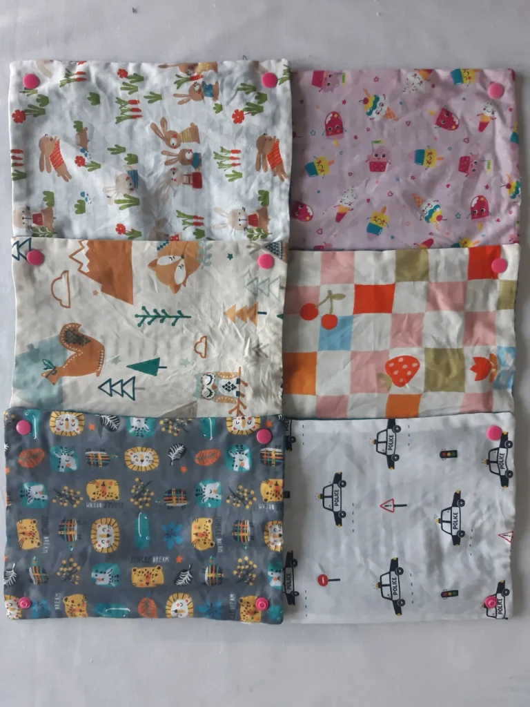 joli rouleau d'essuie-tout lavable déroulé en éponge nid d'abeille motifs police fraise cerise lapinou glaces kawaii tipi écureuil indien renard jungle lion léopard girafe crocodile tortue pour les enfants Cousu Mel Le Havre