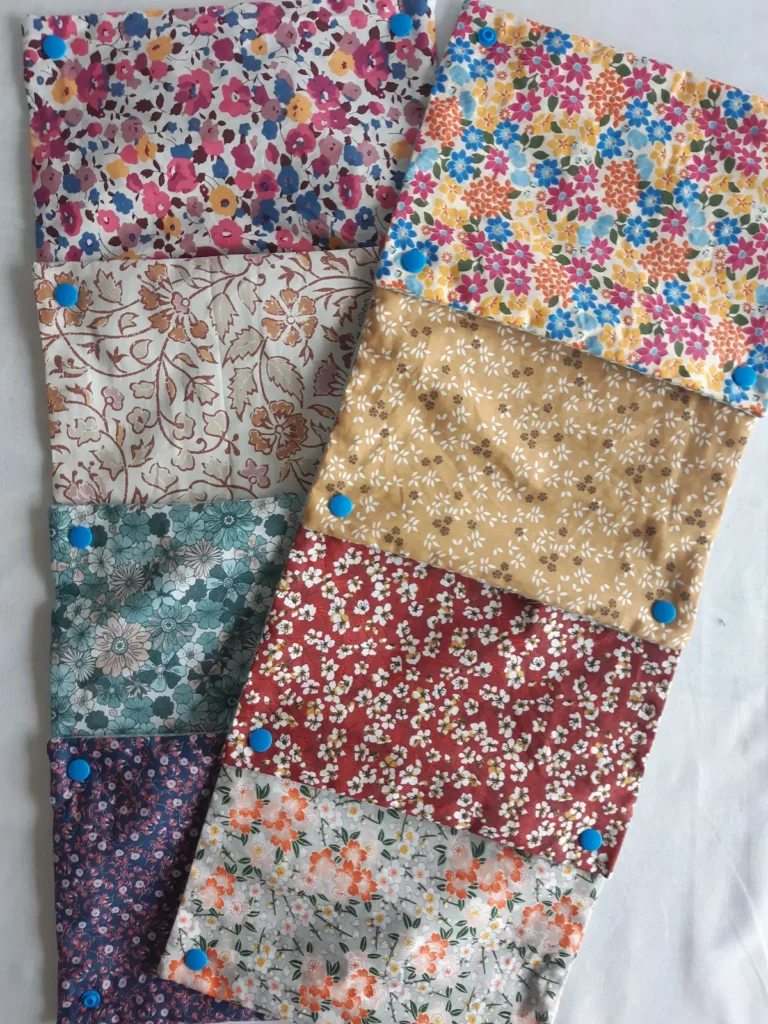 joli roujeau déroulé d'essuie-tout lavable printanier en éponge nid d'abeille motifs fleurs Cousu Mel Le Havre