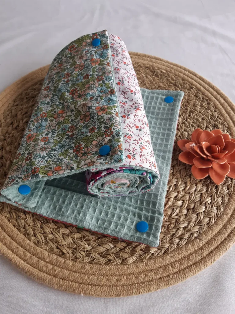 joli roujeau d'essuie-tout lavable printanier en éponge nid d'abeille motifs fleurs Cousu Mel Le Havre