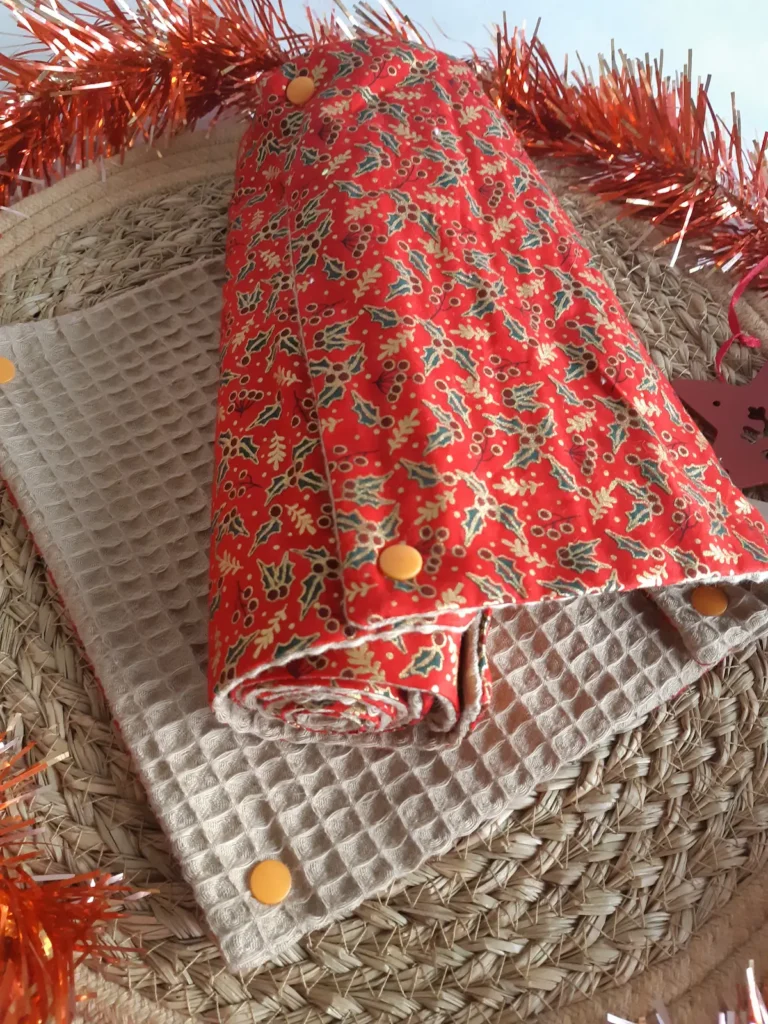 rouleau 8 feuilles lavable éponge Cousu Mel gui houx noël