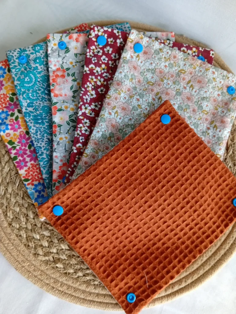 Joli essuie-tout lavable en éponge nid d'abeille (rouleau à composer) motifs à fleurs printanier - Cousumel Le Havre